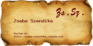 Zsebe Szendike névjegykártya